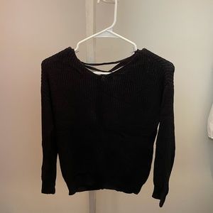 Black Sweater with Lace Up Back